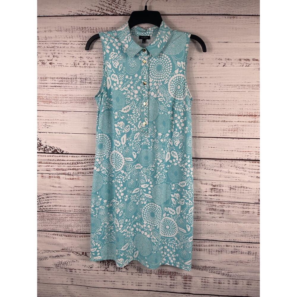 Talbots Dress Womens Small Blue Floral Sleeveless Collared Shirt Shift Knee Work - Picture 5 of 9